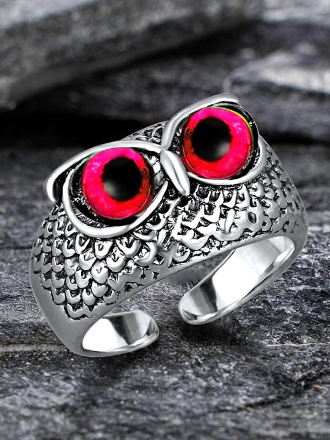 

MEENAZ Unisex Silver Plated Adjustable Owl Rings