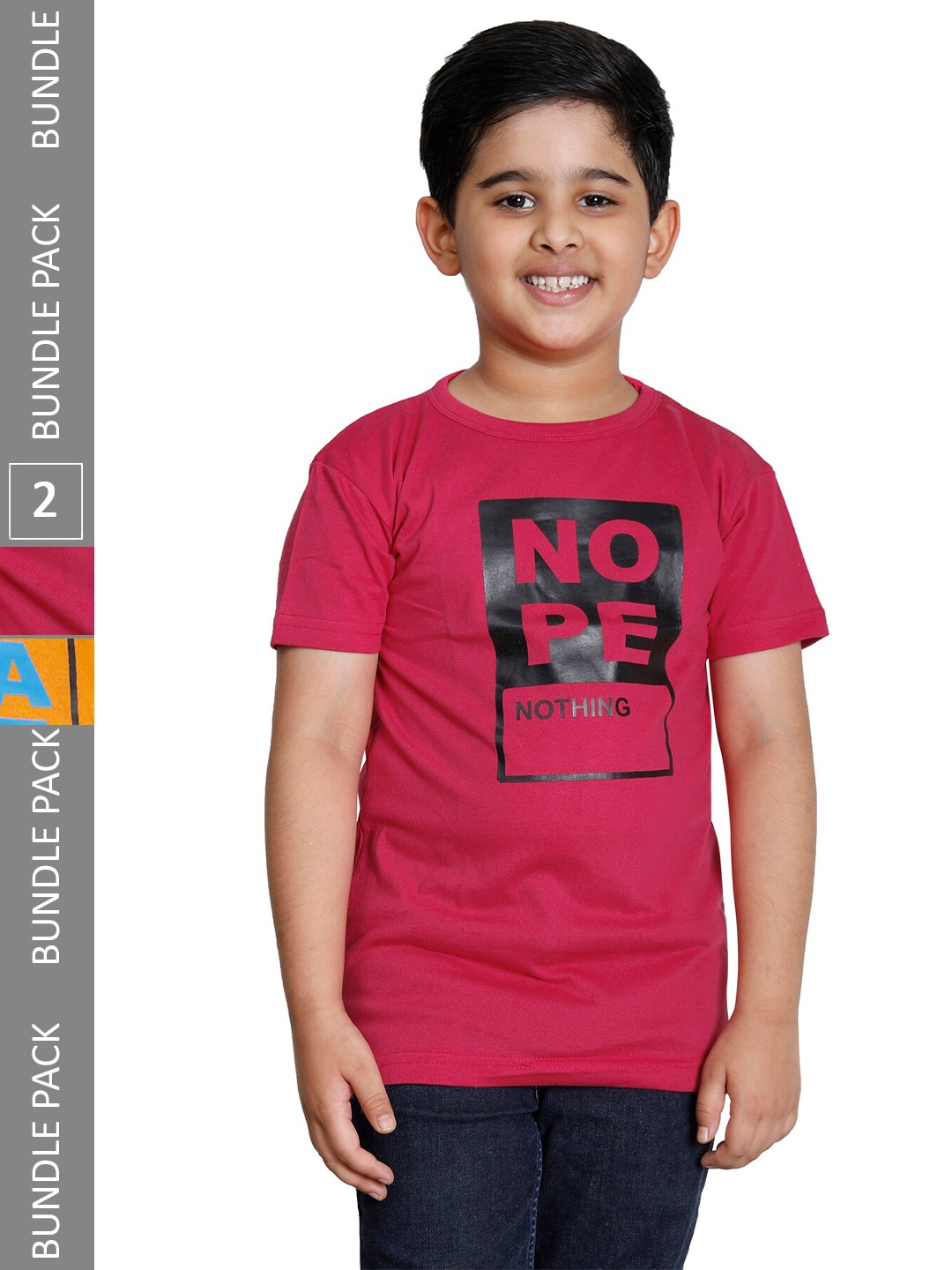 IndiWeaves Boys Pack Of 2 Typography Printed T-shirt, Red