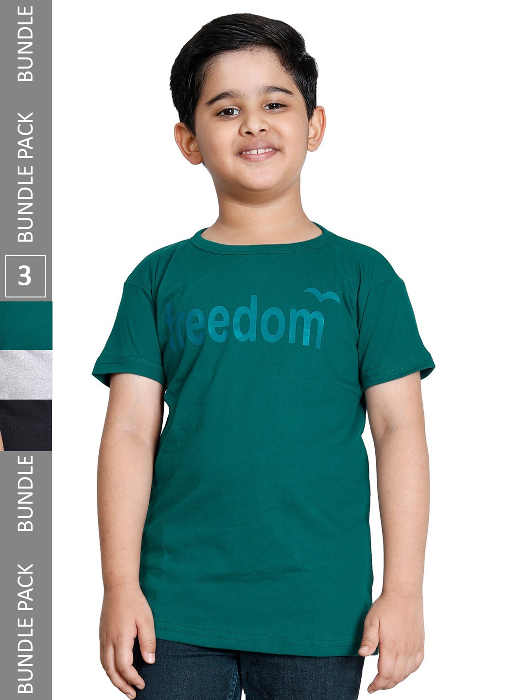 

IndiWeaves Boys Pack Of 3 Typography Printed T-shirts, Black