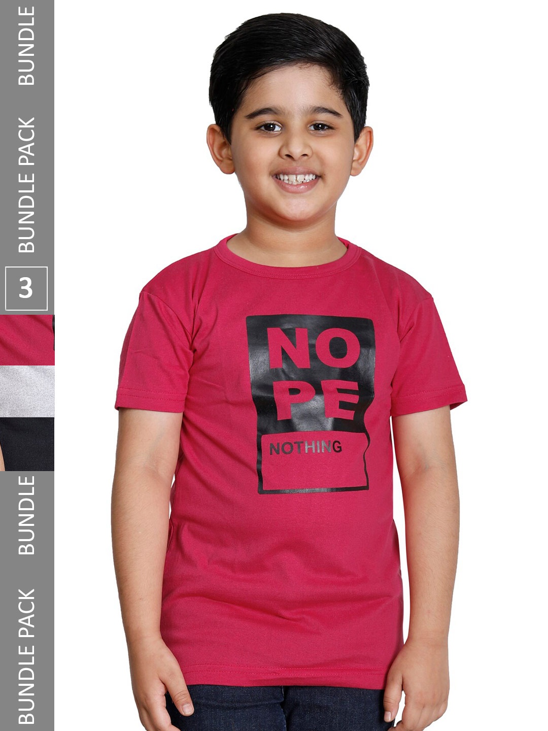 

IndiWeaves Boys Pack Of 3 Typography Printed T-shirts, Red