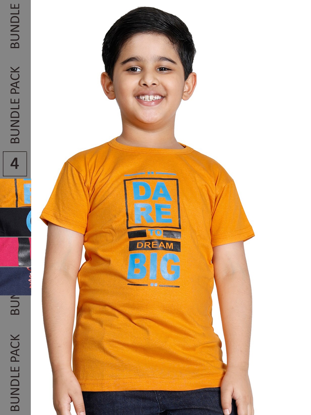 

IndiWeaves Boys Pack Of 4 Printed T-shirts, Navy blue