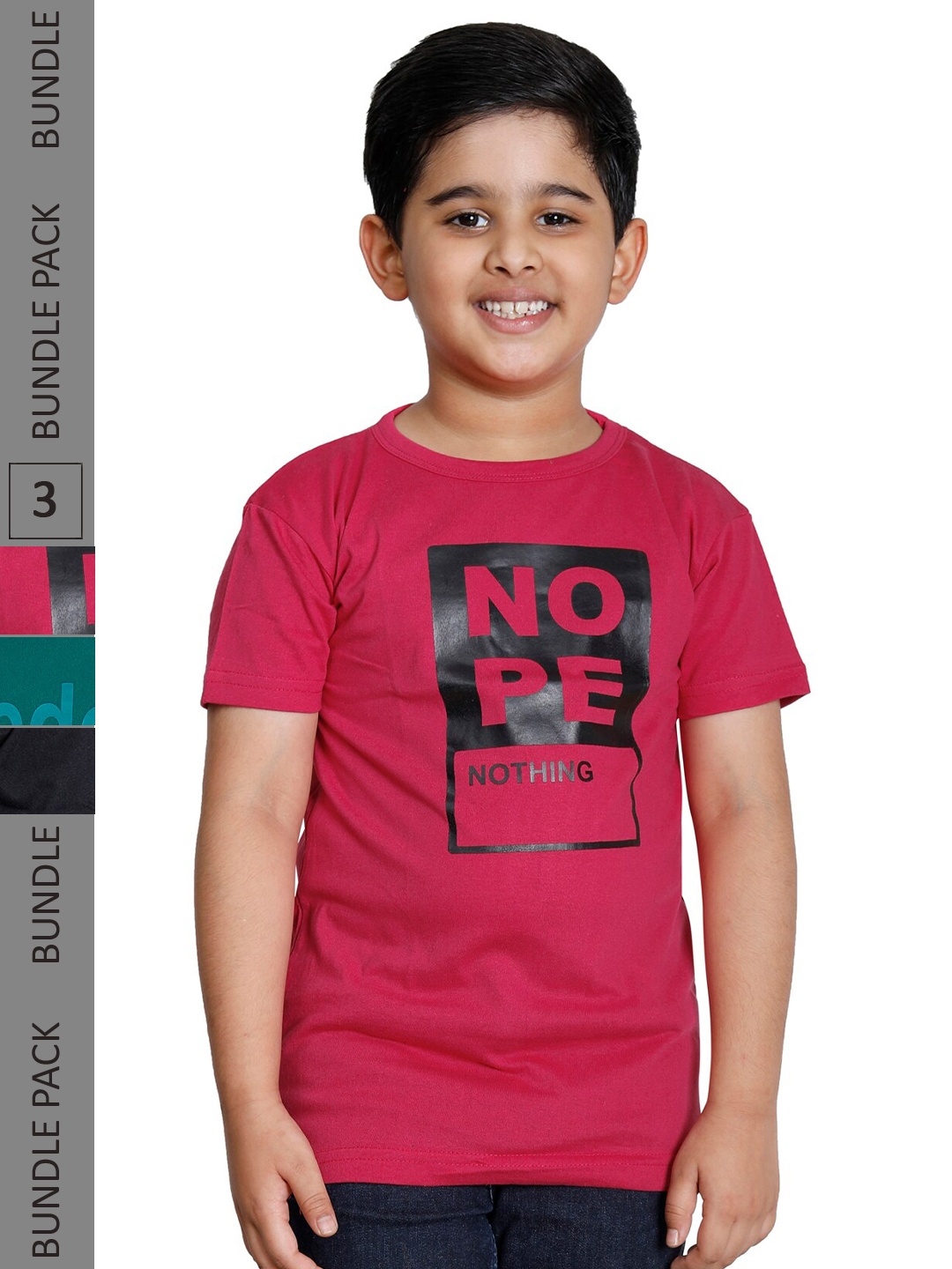 

IndiWeaves Boys Pack Of 3 Typography Printed T-shirts, Red