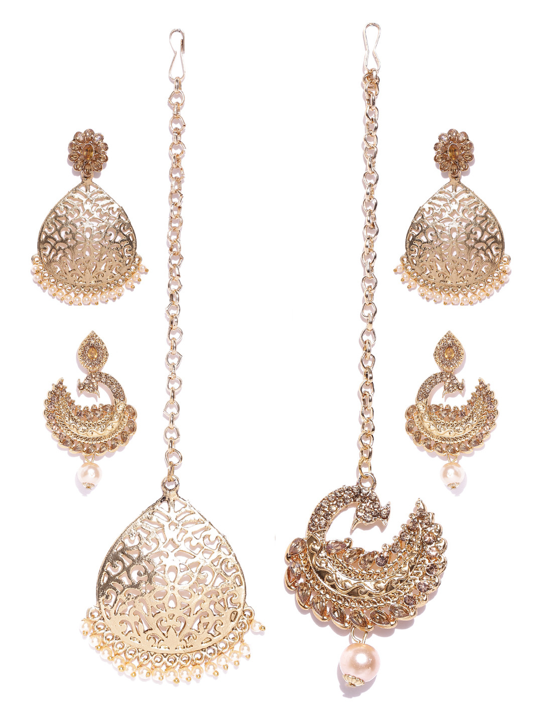 

Zaveri Pearls Gold-Toned Stone-Studded Beaded Jewellery Sets