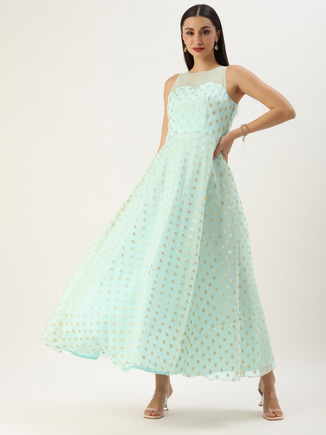 

Ethnovog Ethnic Motifs Woven Design Maxi Dress, Blue