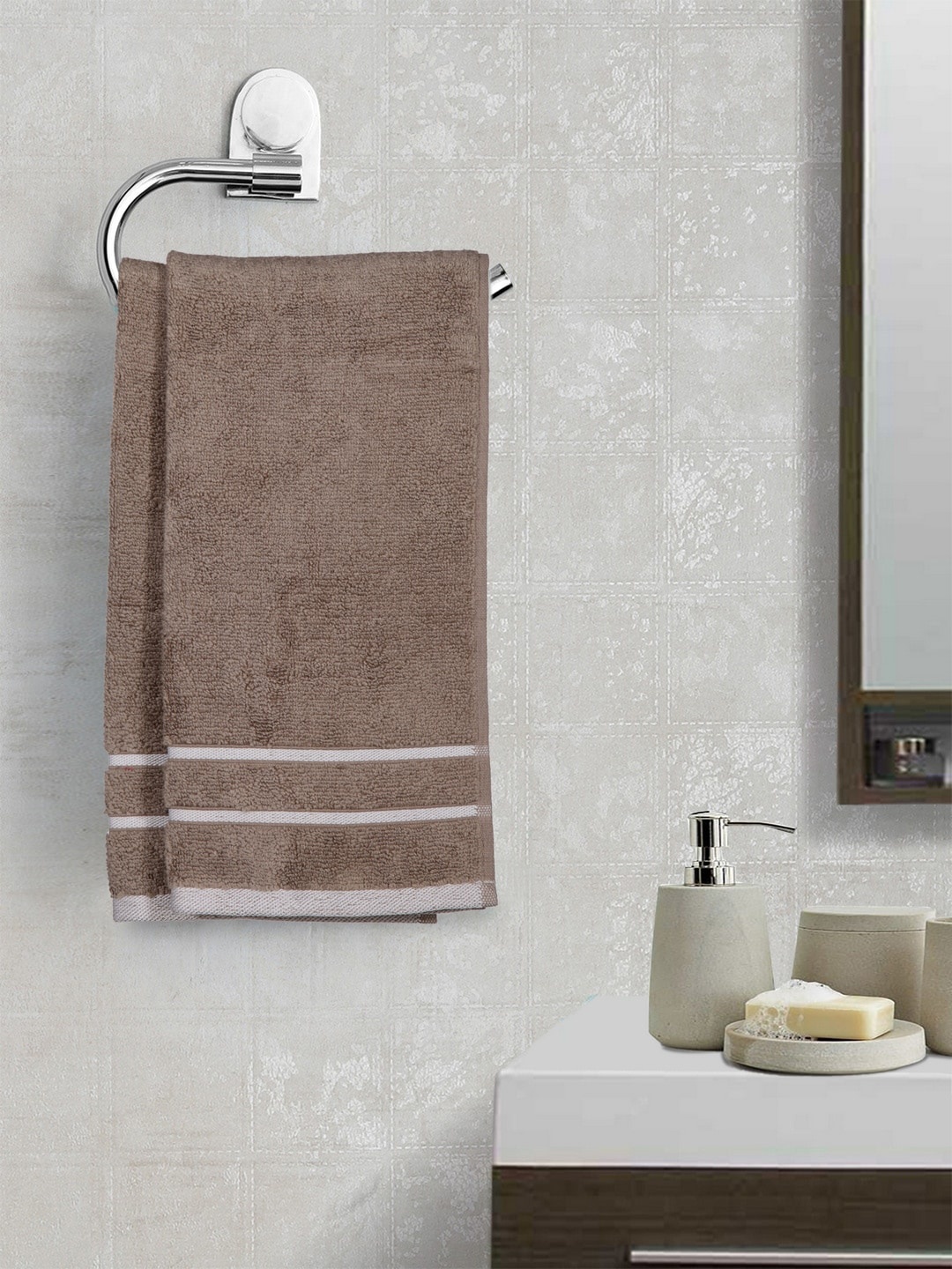 

MARK HOME Set of 2 Cotton Brown 500 GSM Zero Twist Anti Microbial Treated Towels