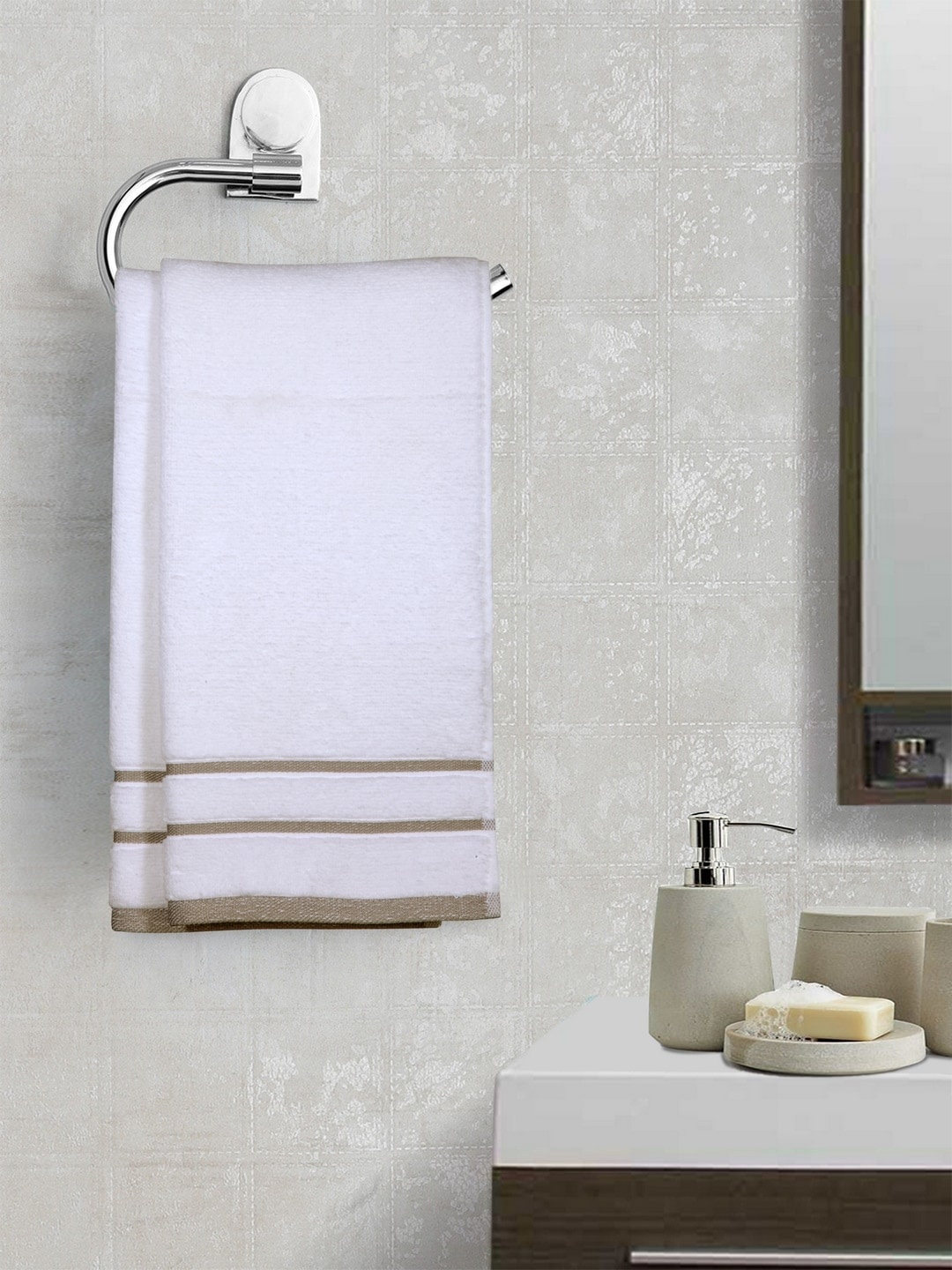 

MARK HOME Set of 2 Cotton White 500 GSM Zero Twist Anti Microbial Treated Towels