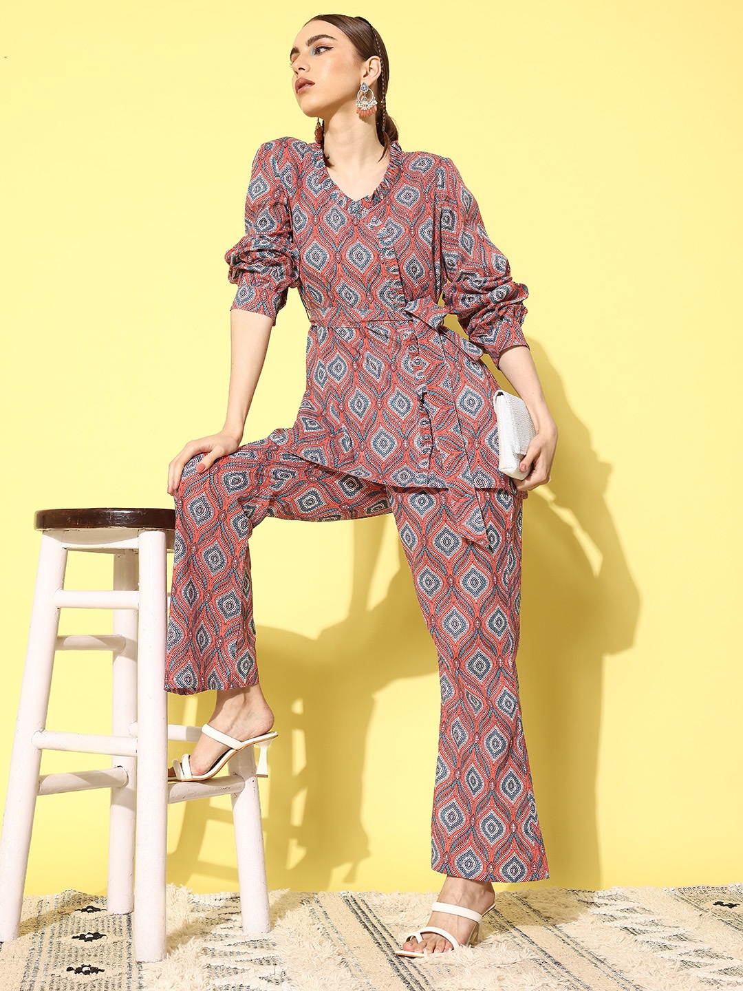 

InWeave Women Printed Tunic With Trousers, Pink