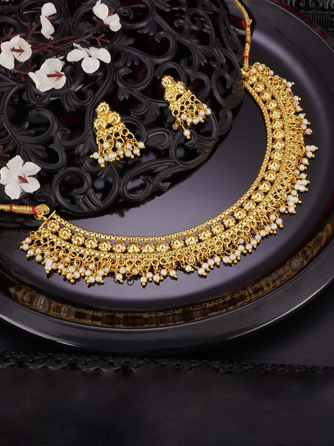 

LAFORWORD Gold-Plated Beaded Jewellery Set