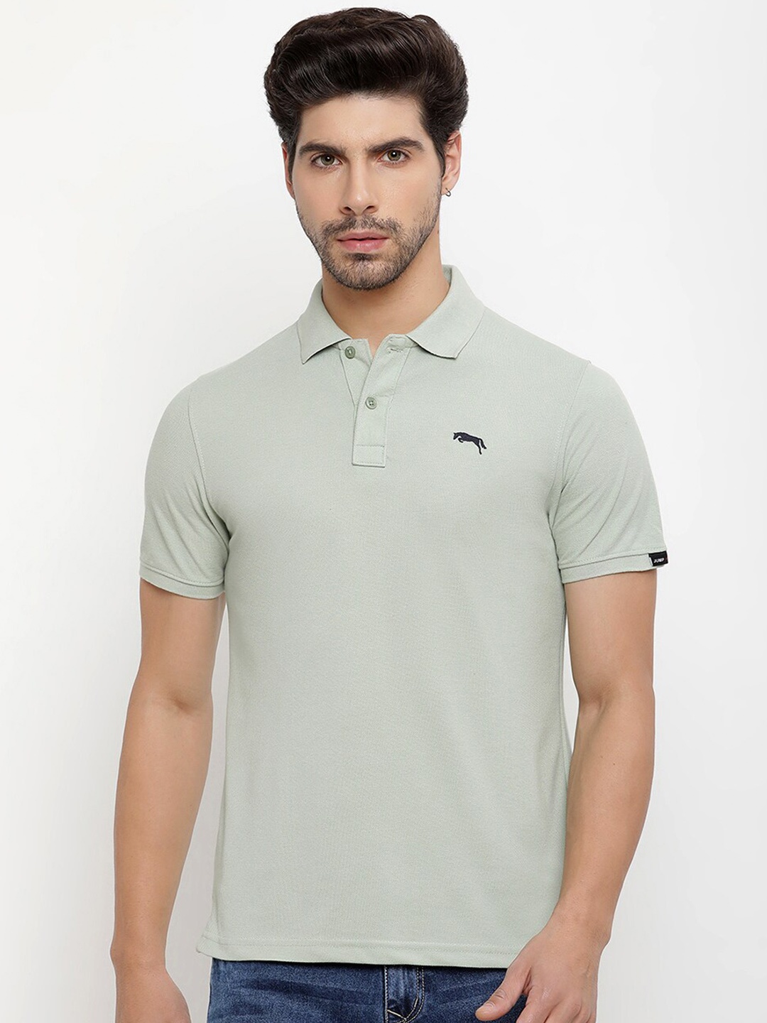 

JUMP USA Polo Collar Pure Cotton T-shirt, Green