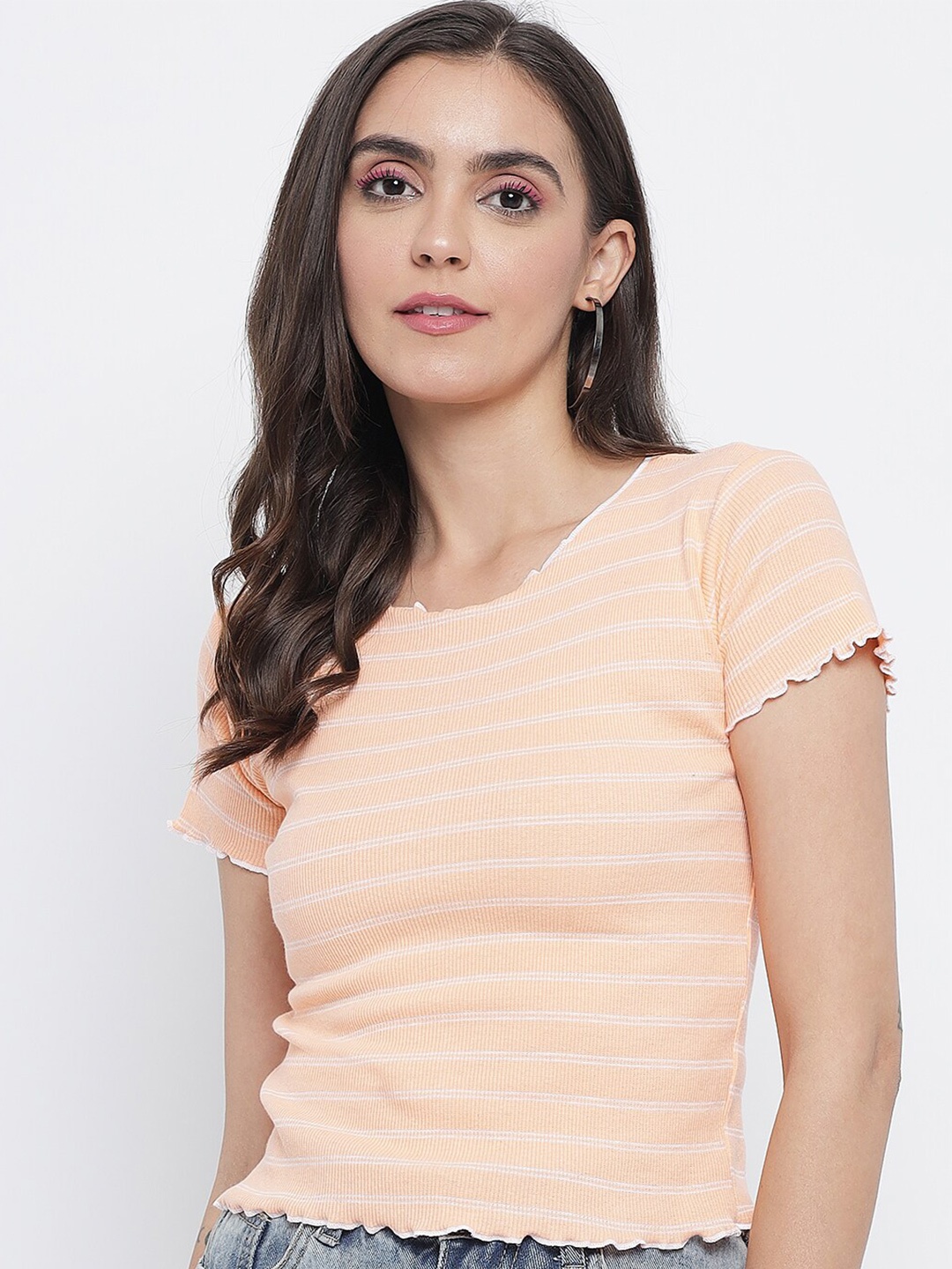 

BAESD Striped Knitted Top, Peach