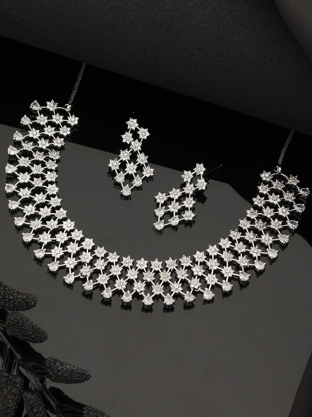 

Jazz and Sizzle Silver-Plated AD Studded Jewellery Set