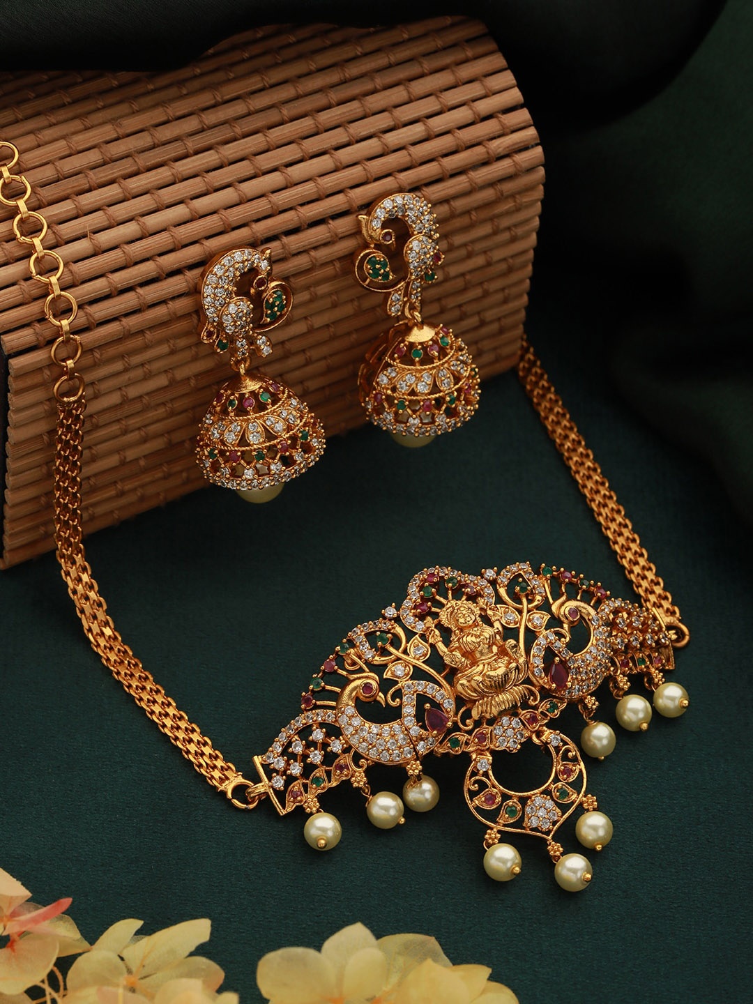 

Jazz and Sizzle 22K Gold-Plated Stone Studded & Beaded Jewellery Set