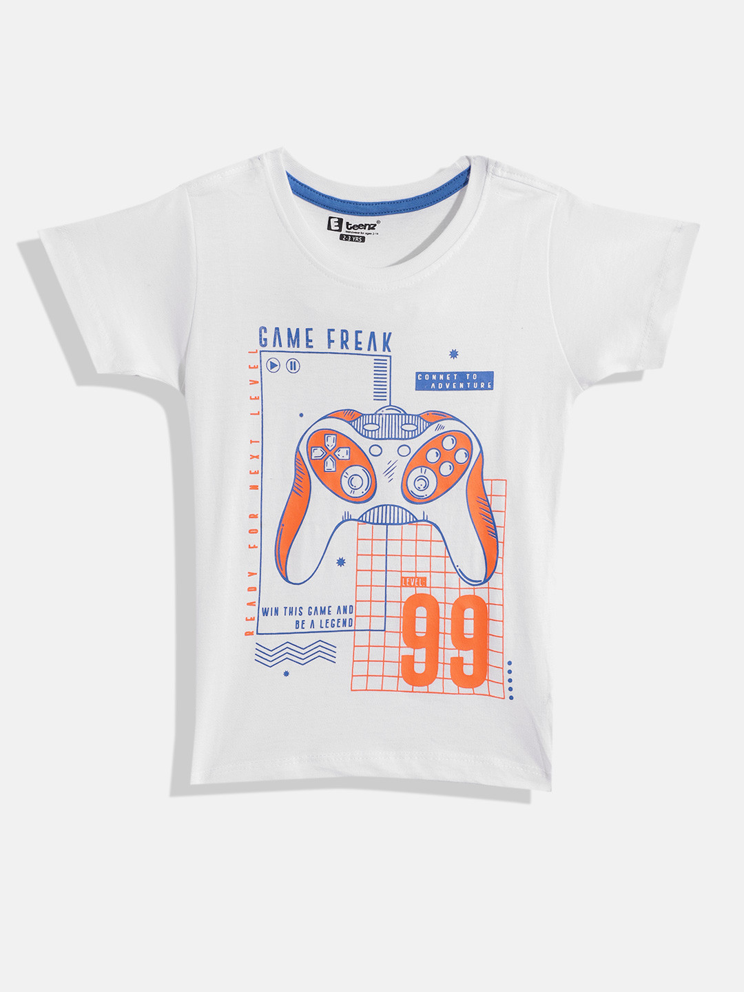 

Eteenz Boys Eteenz Printed Pure Cotton T-shirt, White