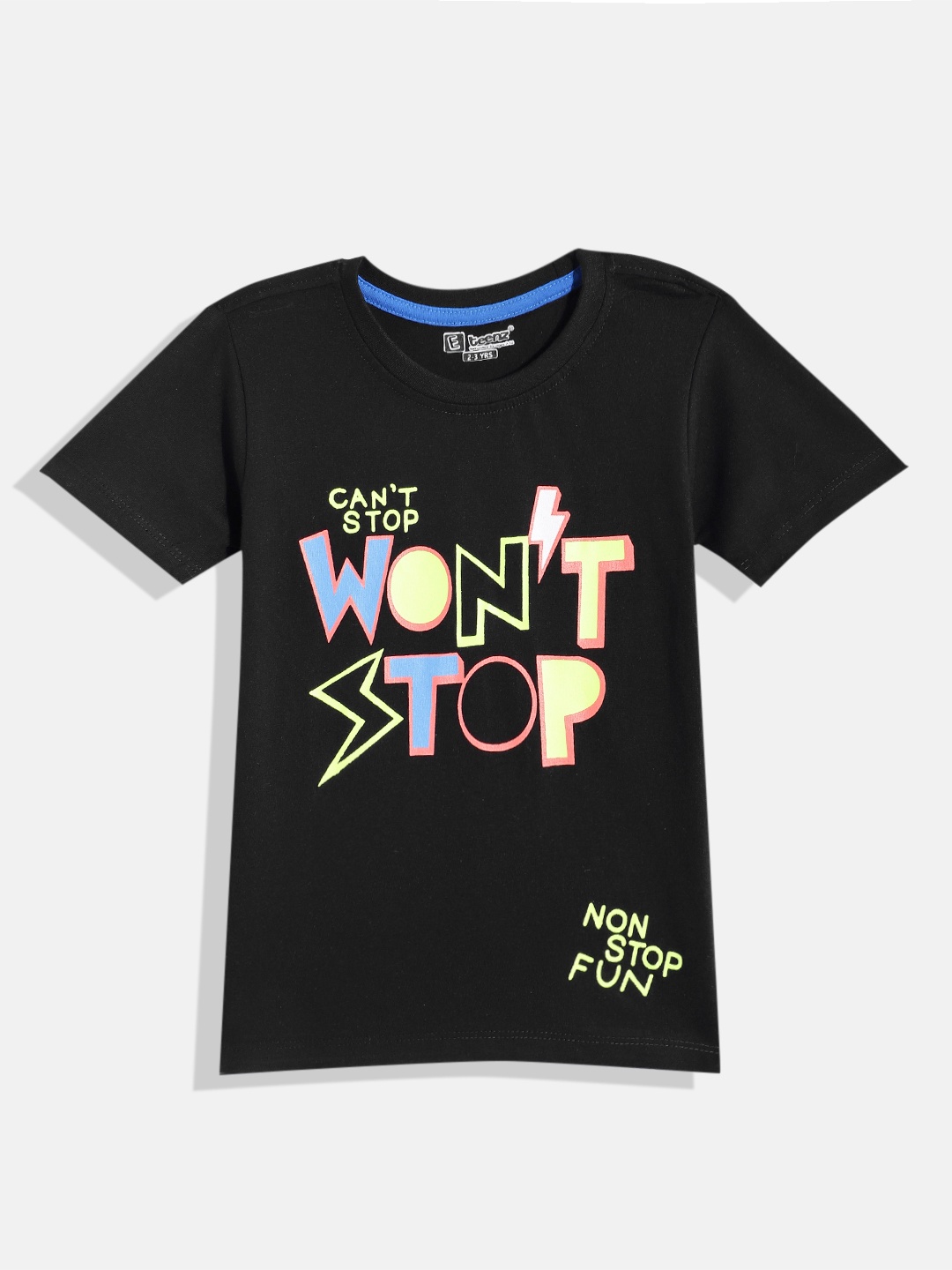 

Eteenz Boys Printed Premium Cotton T-shirt, Black