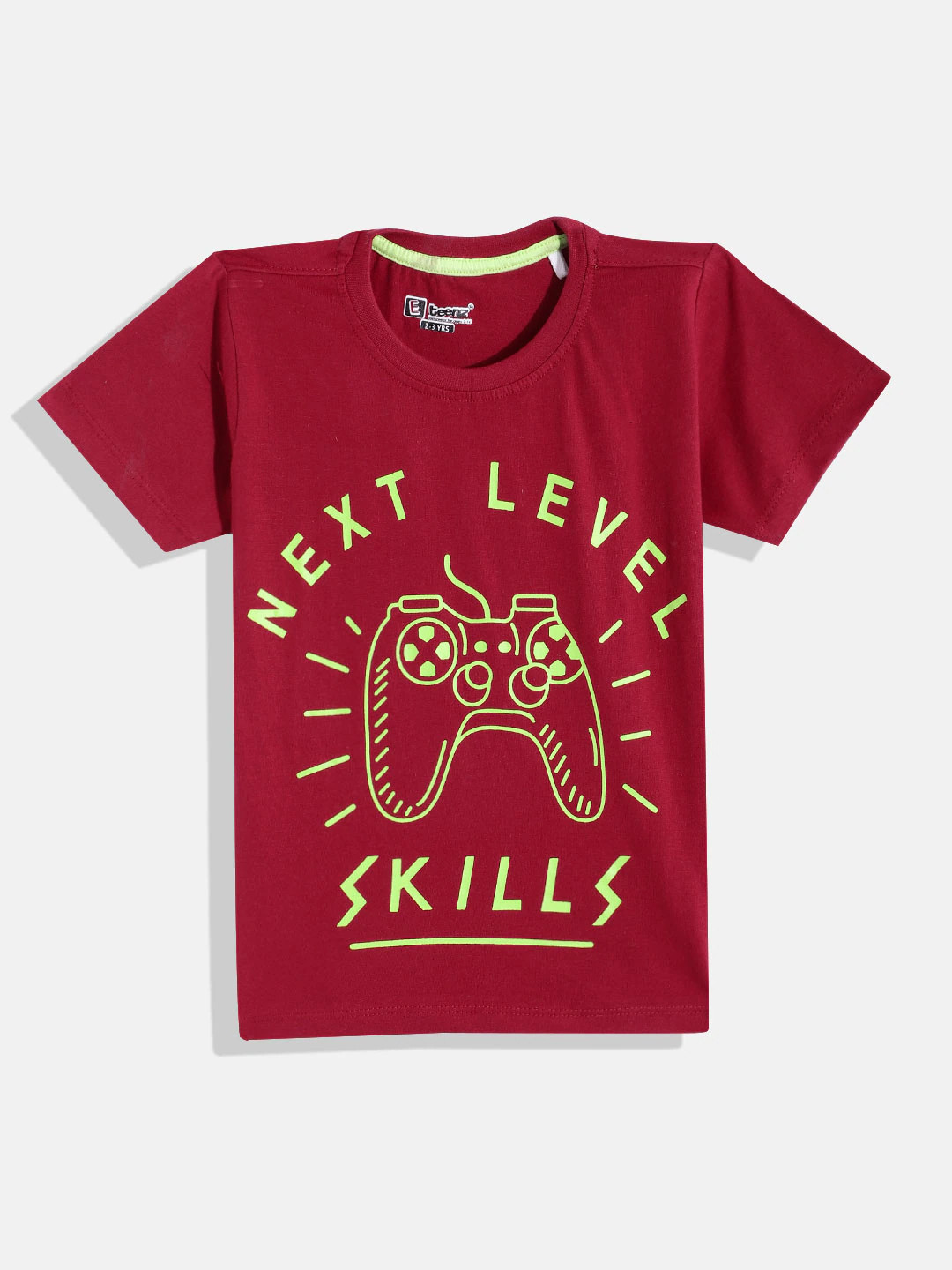 

Eteenz Boys Printed Cotton T-shirt, Maroon
