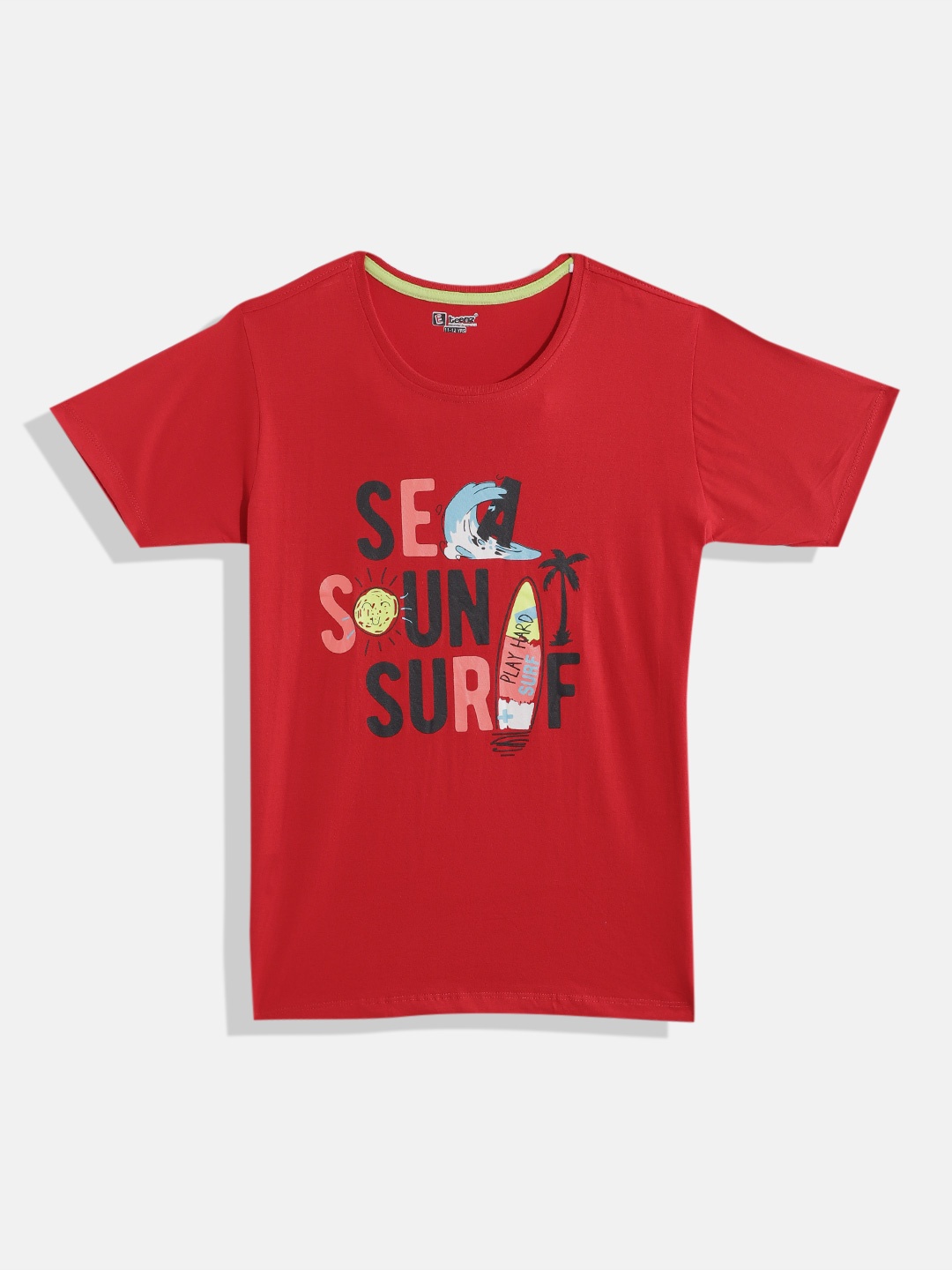 

Eteenz Boys Typography Eteenz Printed Pure Cotton T-shirt, Red