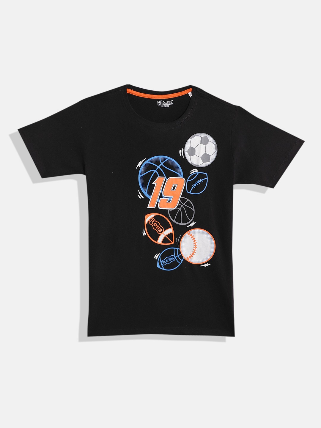 

Eteenz Boys Eteenz Printed Pure Cotton T-shirt, Black