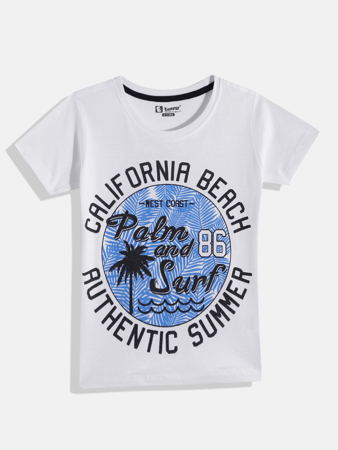 

Eteenz Boys Typography & Tropical Printed Premium Cotton T-shirt, White
