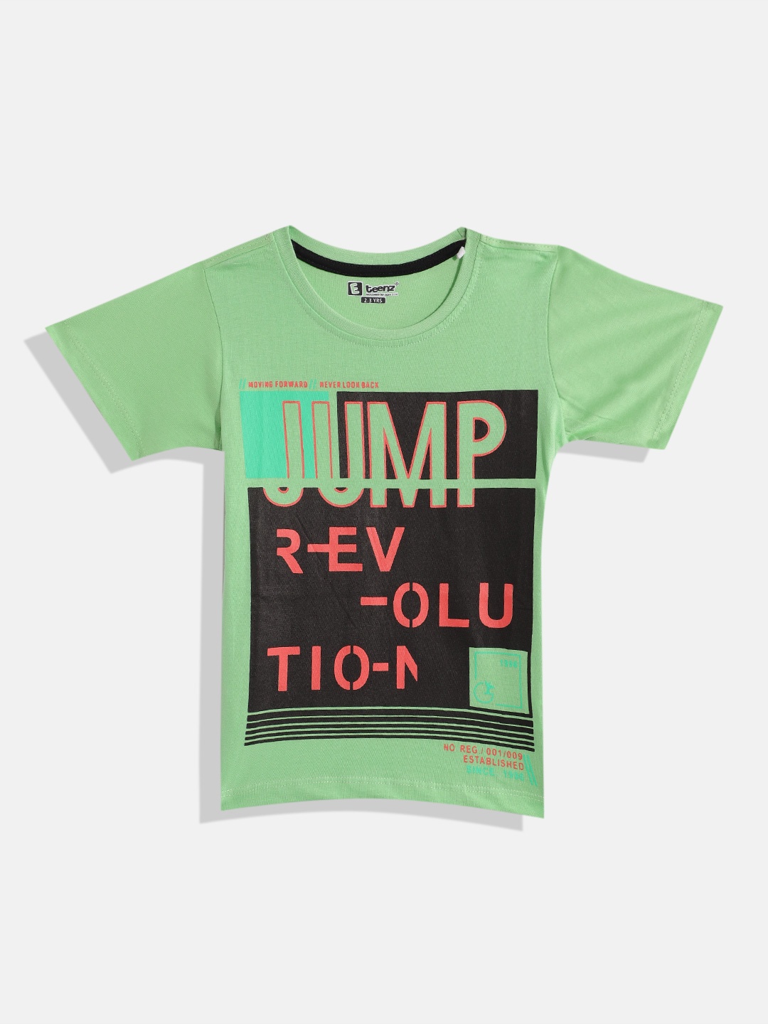 Eteenz Boys Typography Eteenz Printed Pure Cotton T-shirt, Green