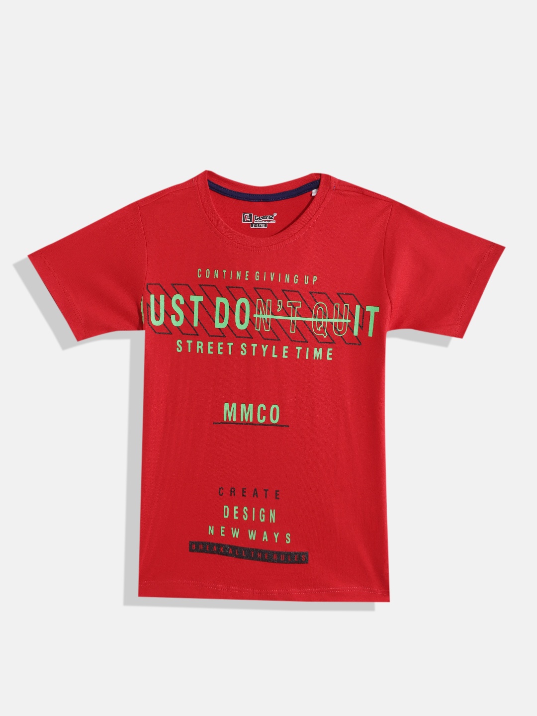 

Eteenz Boys Typography Printed Premium Cotton T-shirt, Red