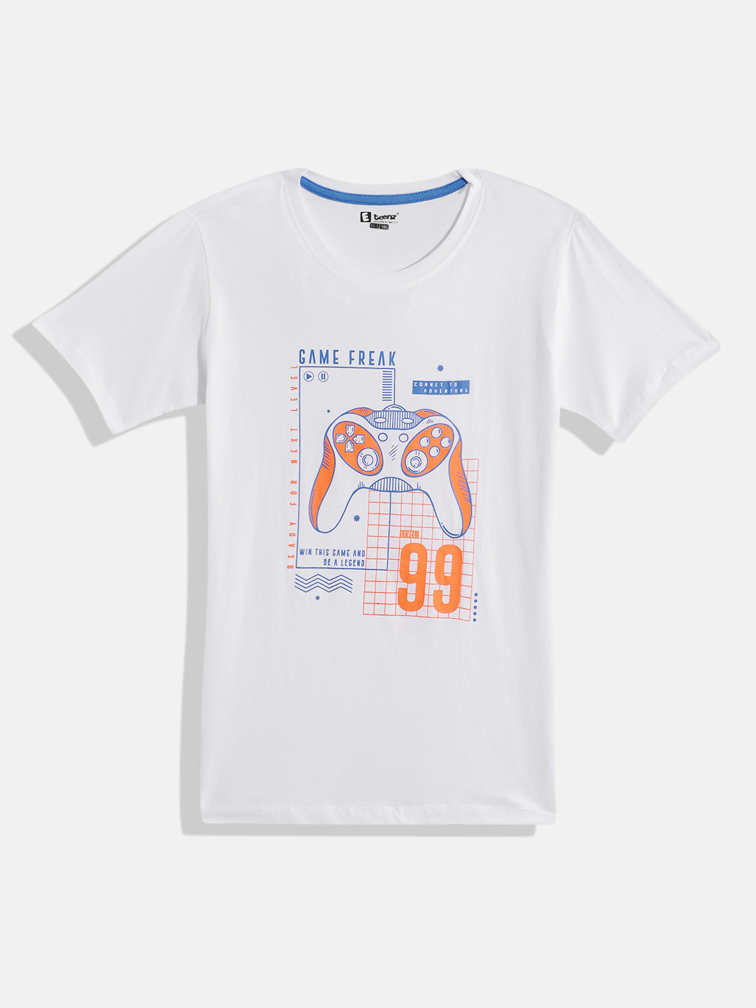 

Eteenz Boys Printed Premium Cotton T-shirt, White