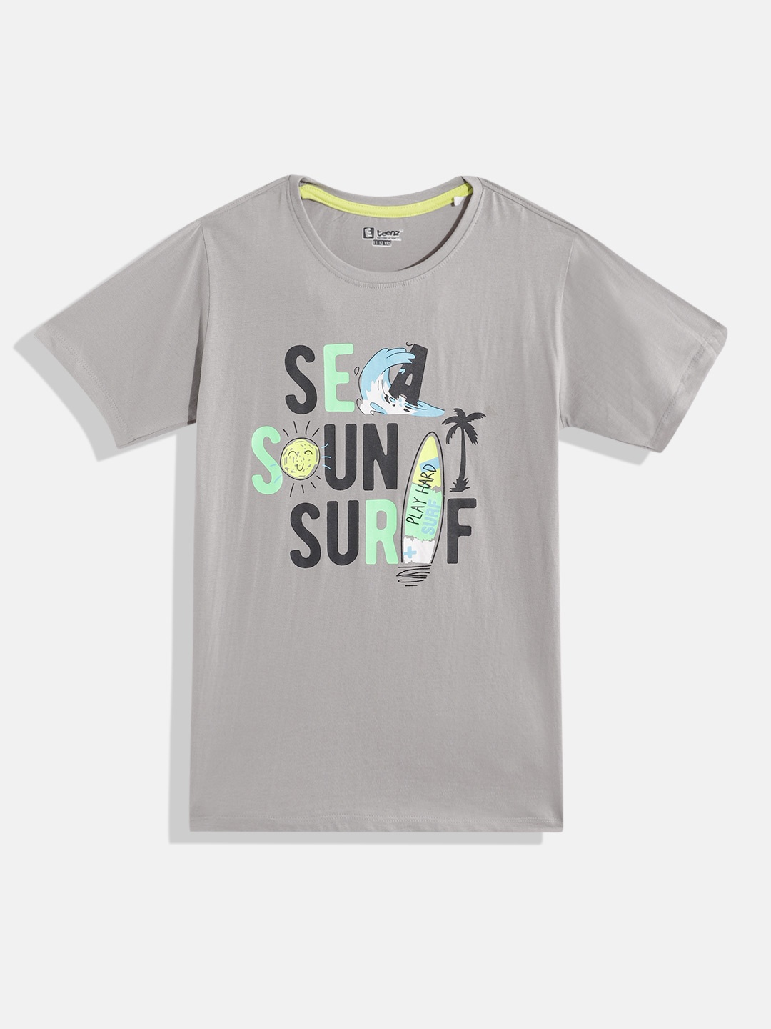 

Eteenz Boys Premium Cotton Typography Printed T-shirt, Grey