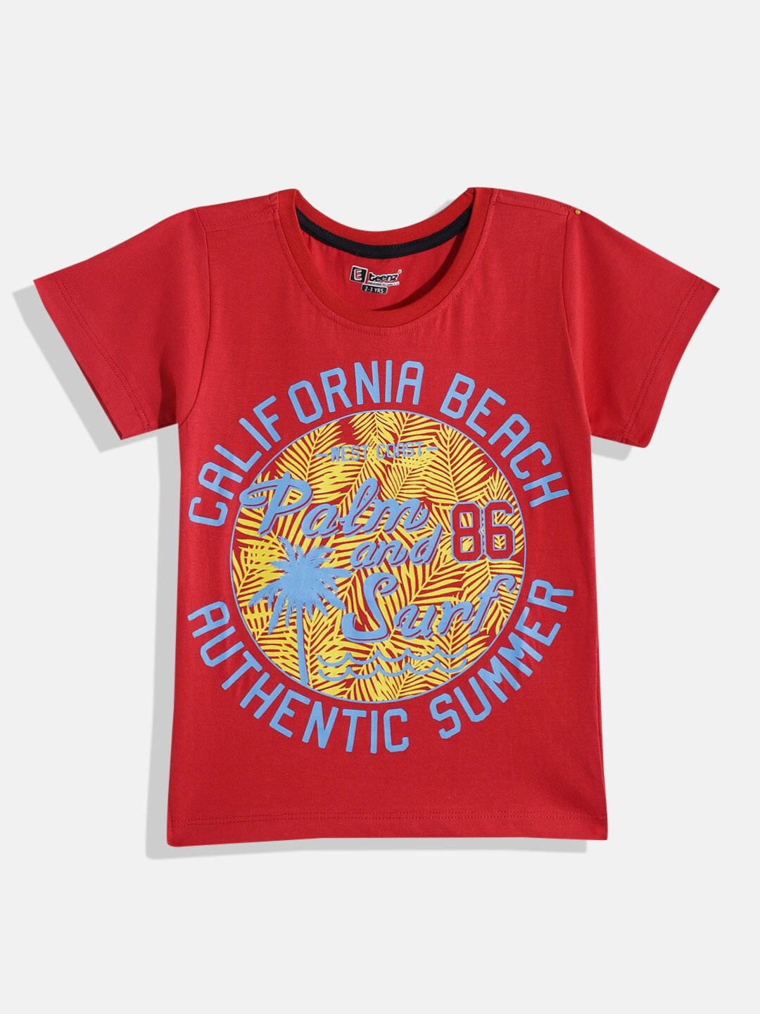 

Eteenz Boys Typography Printed Pure Cotton T-shirt, Red