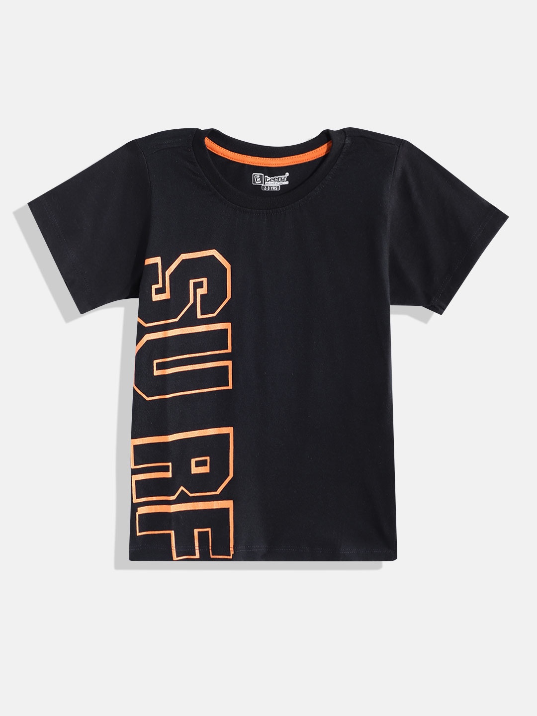 

Eteenz Boys Typography Printed Pure Cotton T-shirt, Black