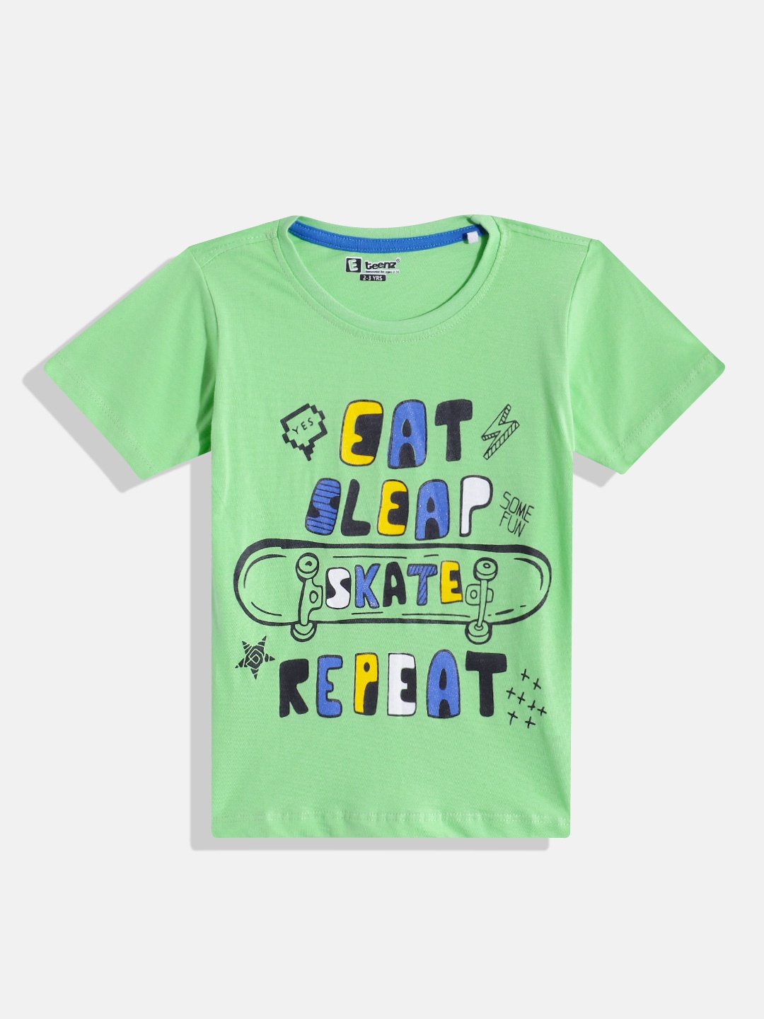 

Eteenz Boys Typography Printed Pure Cotton T-shirt, Green