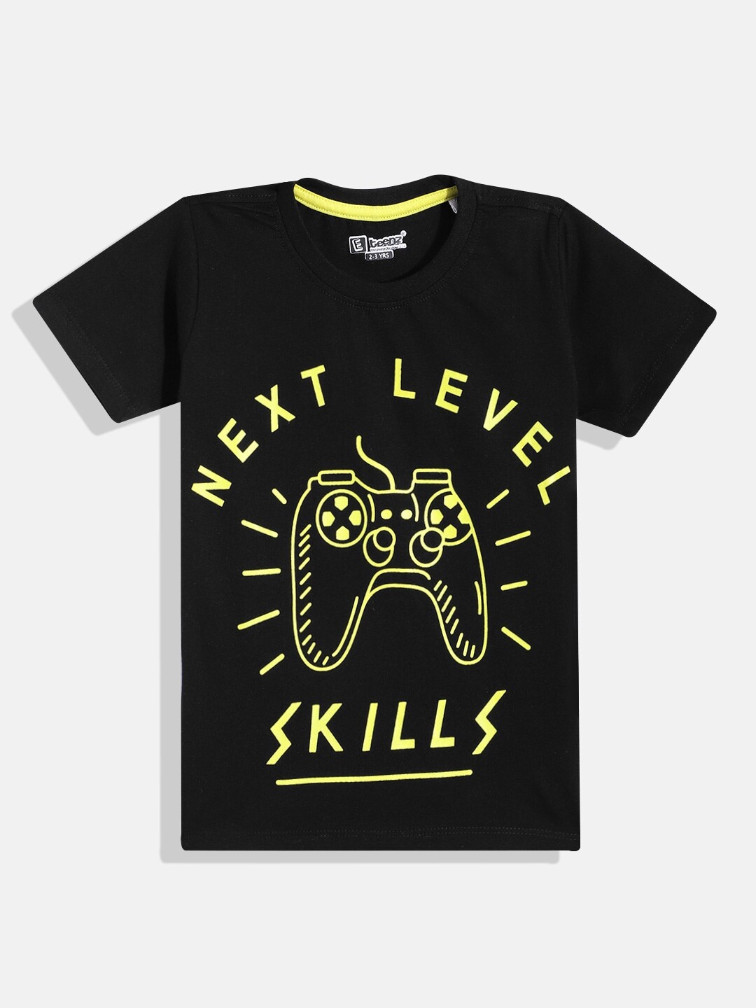 

Eteenz Boys Printed Cotton T-shirt, Black