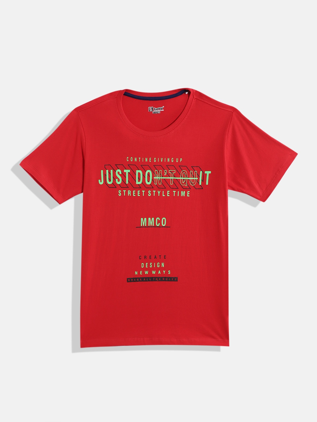 

Eteenz Boys Premium Cotton Typography Printed T-shirt, Red