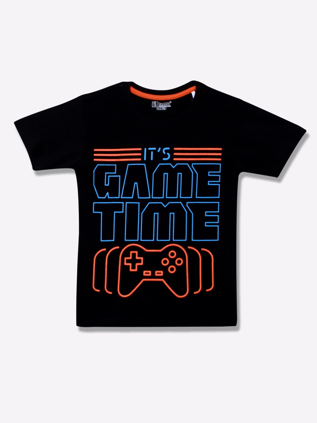 

Eteenz Boys Printed Cotton T-shirt, Black