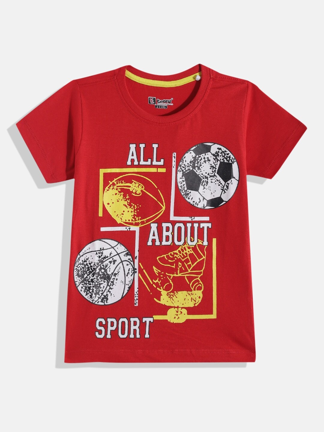 

Eteenz Boys Graphic Printed Pure Cotton T-shirt, Red