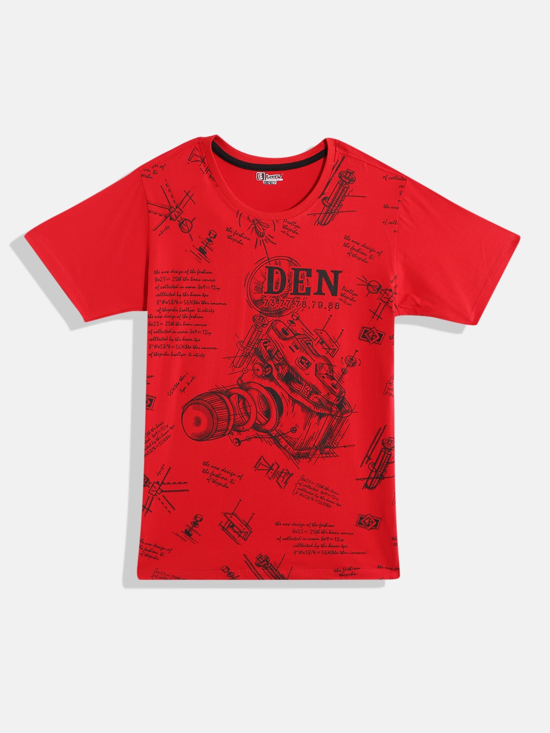 

Eteenz Boys Premium Cotton Typography Printed T-shirt, Red