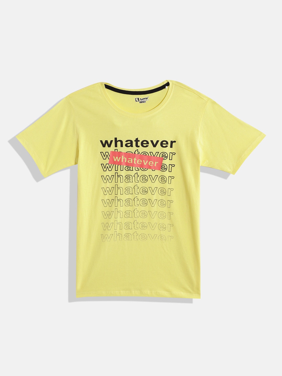 

Eteenz Boys Premium Cotton Typography Printed T-shirt, Yellow