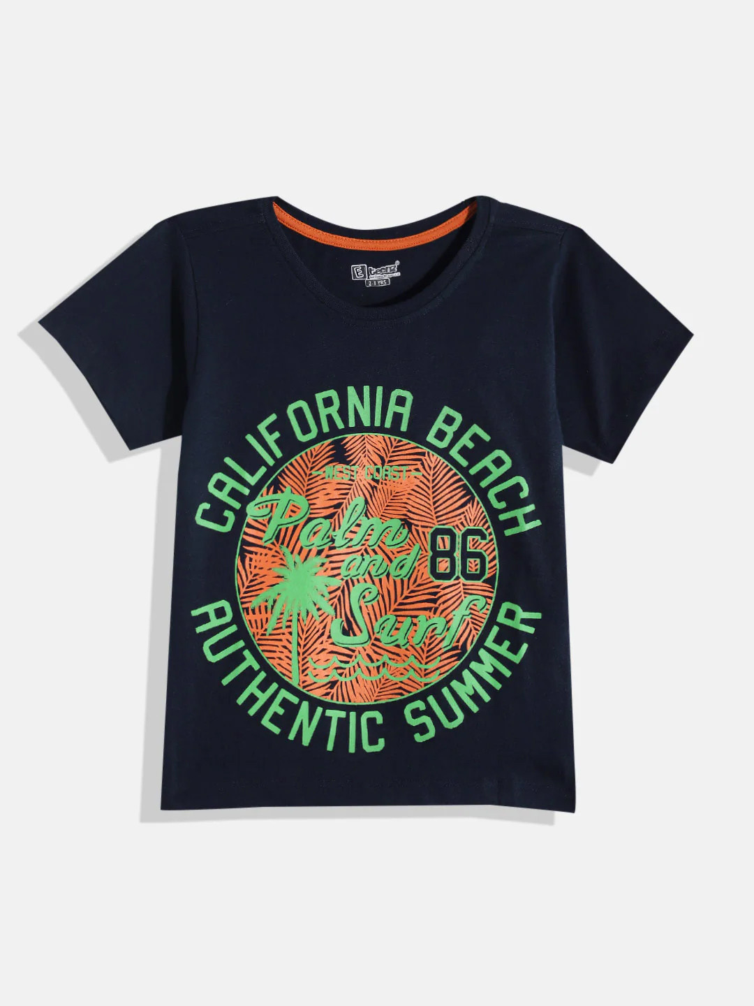 

Eteenz Boys Printed Cotton T-shirt, Navy blue