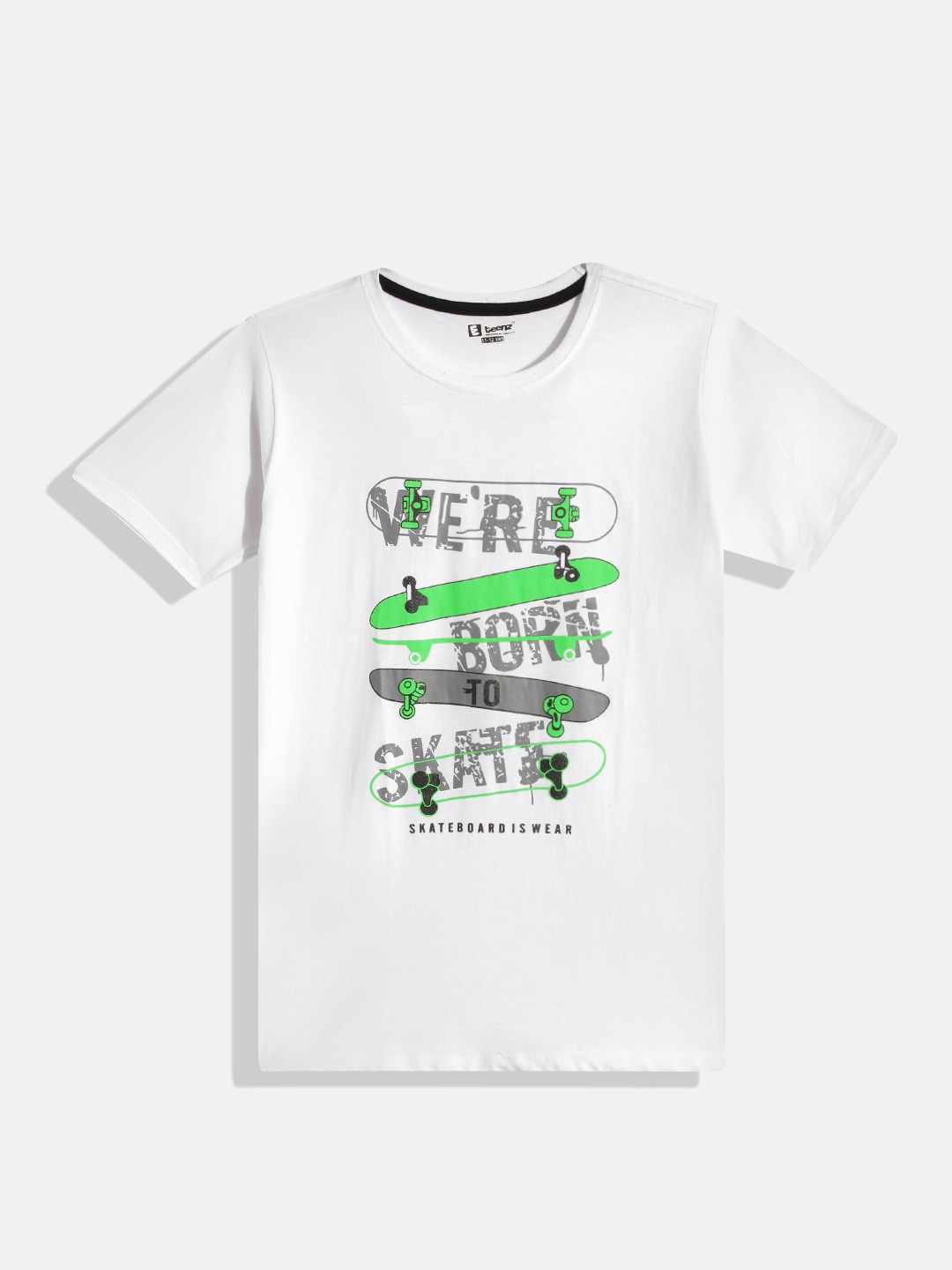 

Eteenz Boys Printed Premium Cotton T-shirt, White