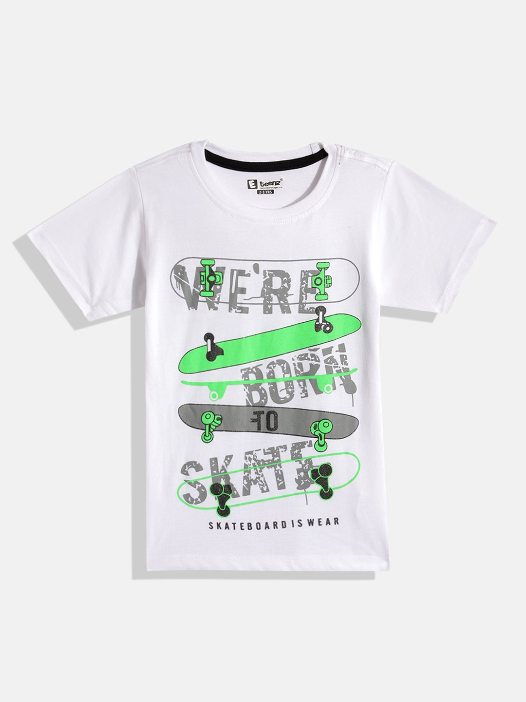 

Eteenz Boys Printed Premium Cotton T-shirt, White