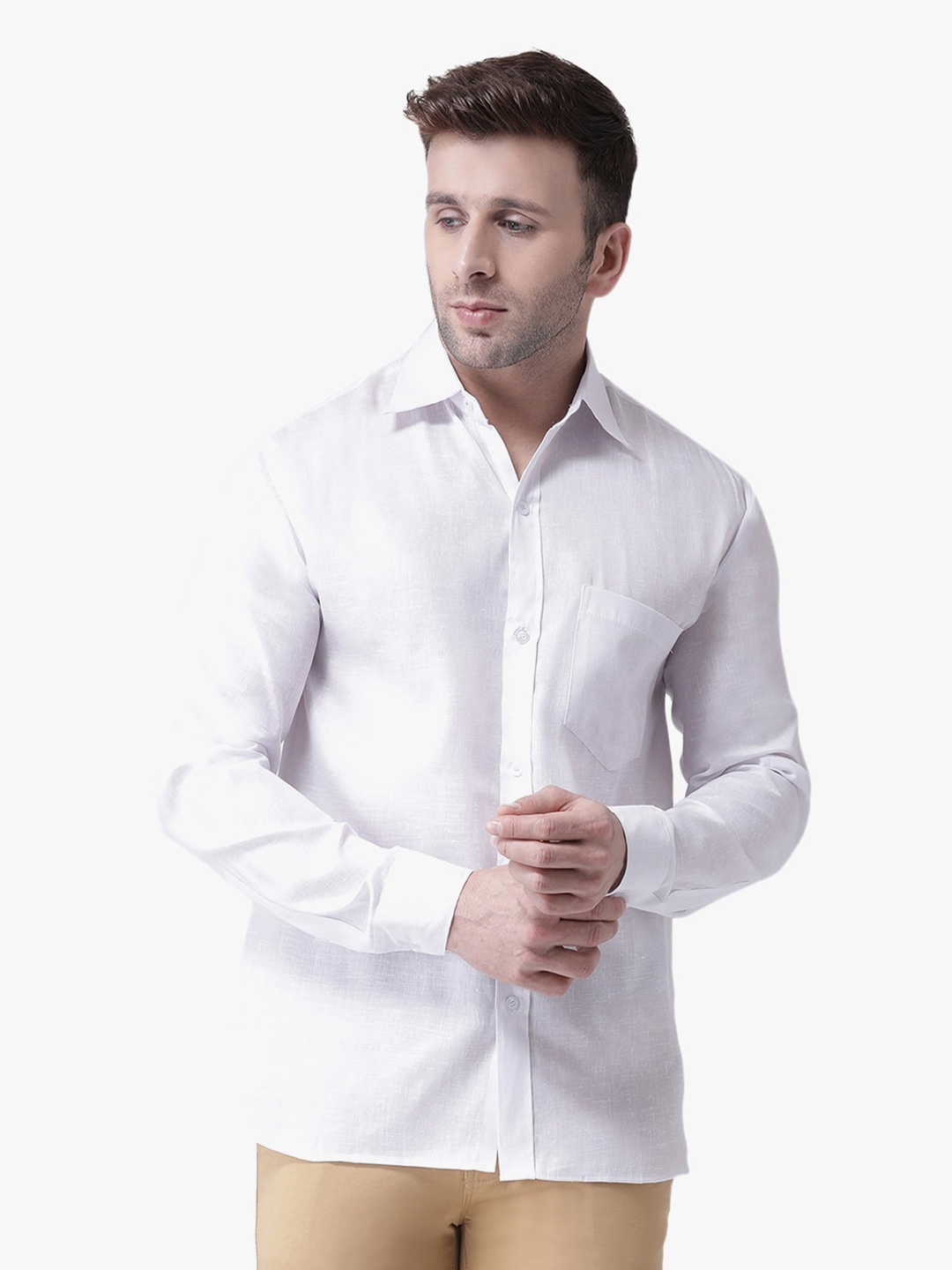 

RIAG Spread Collar Cotton Casual Shirt, White