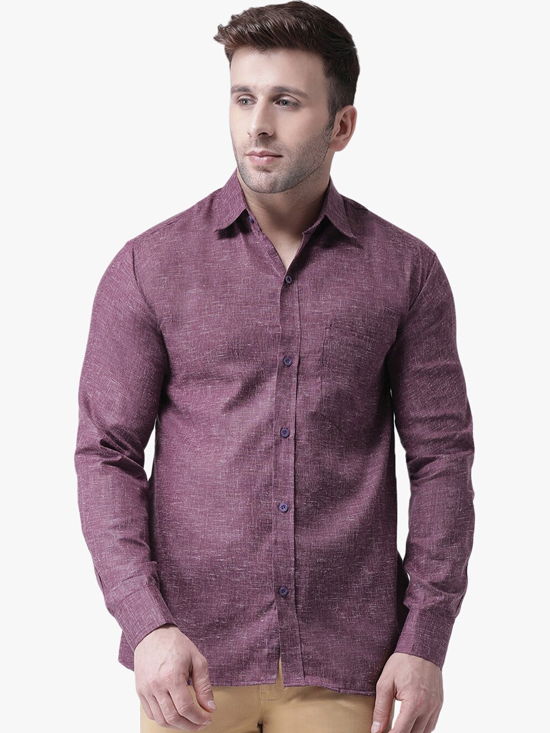 

RIAG Spread Collar Opaque Cotton Casual Shirt, Purple