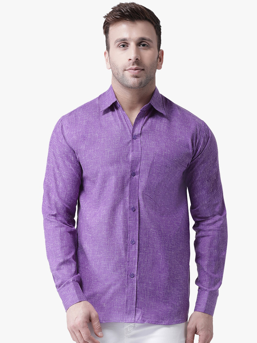 

RIAG Men Club Collar Comfort Cotton Casual Shirt, Purple