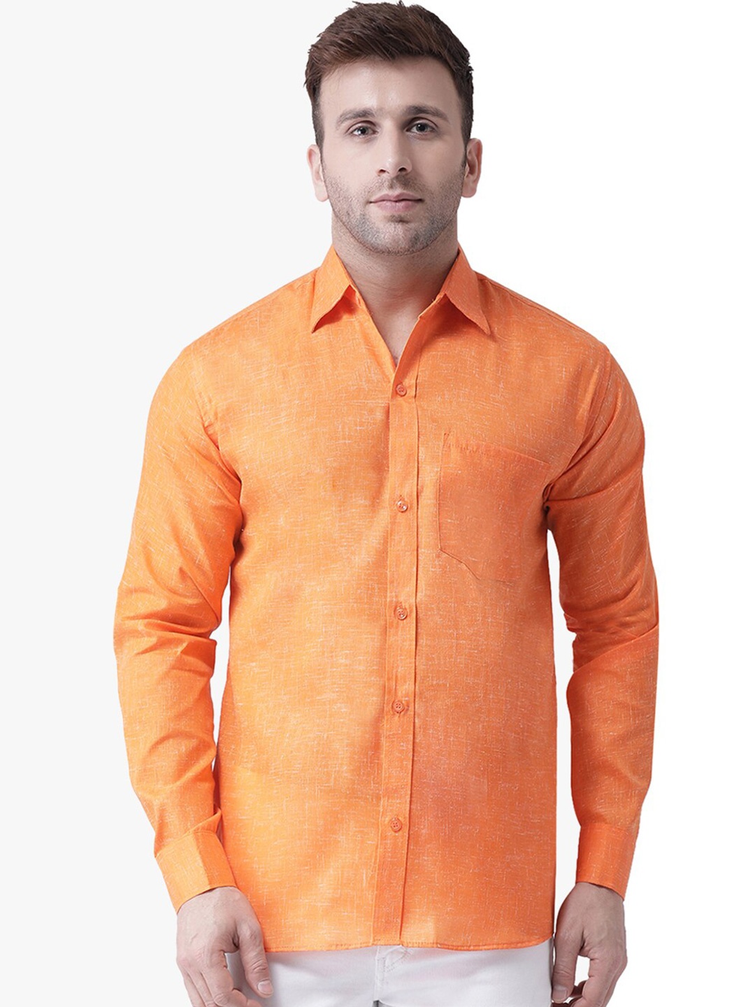 

RIAG Spread Collar Opaque Cotton Casual Shirt, Orange