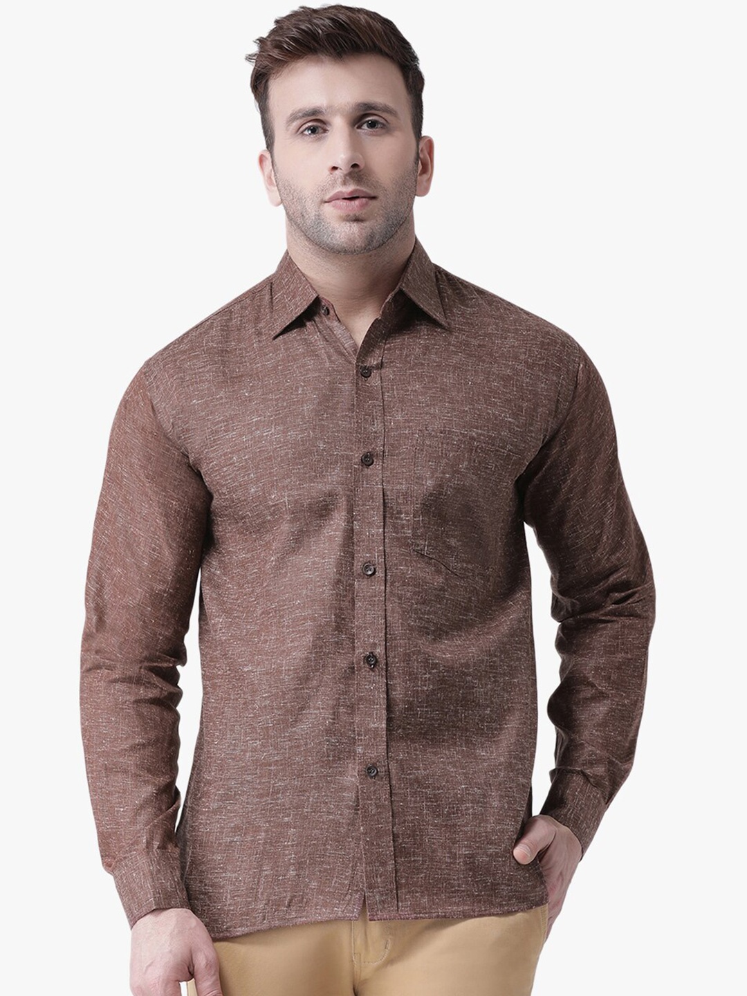 

RIAG Woven Opaque Cotton Casual Shirt, Brown