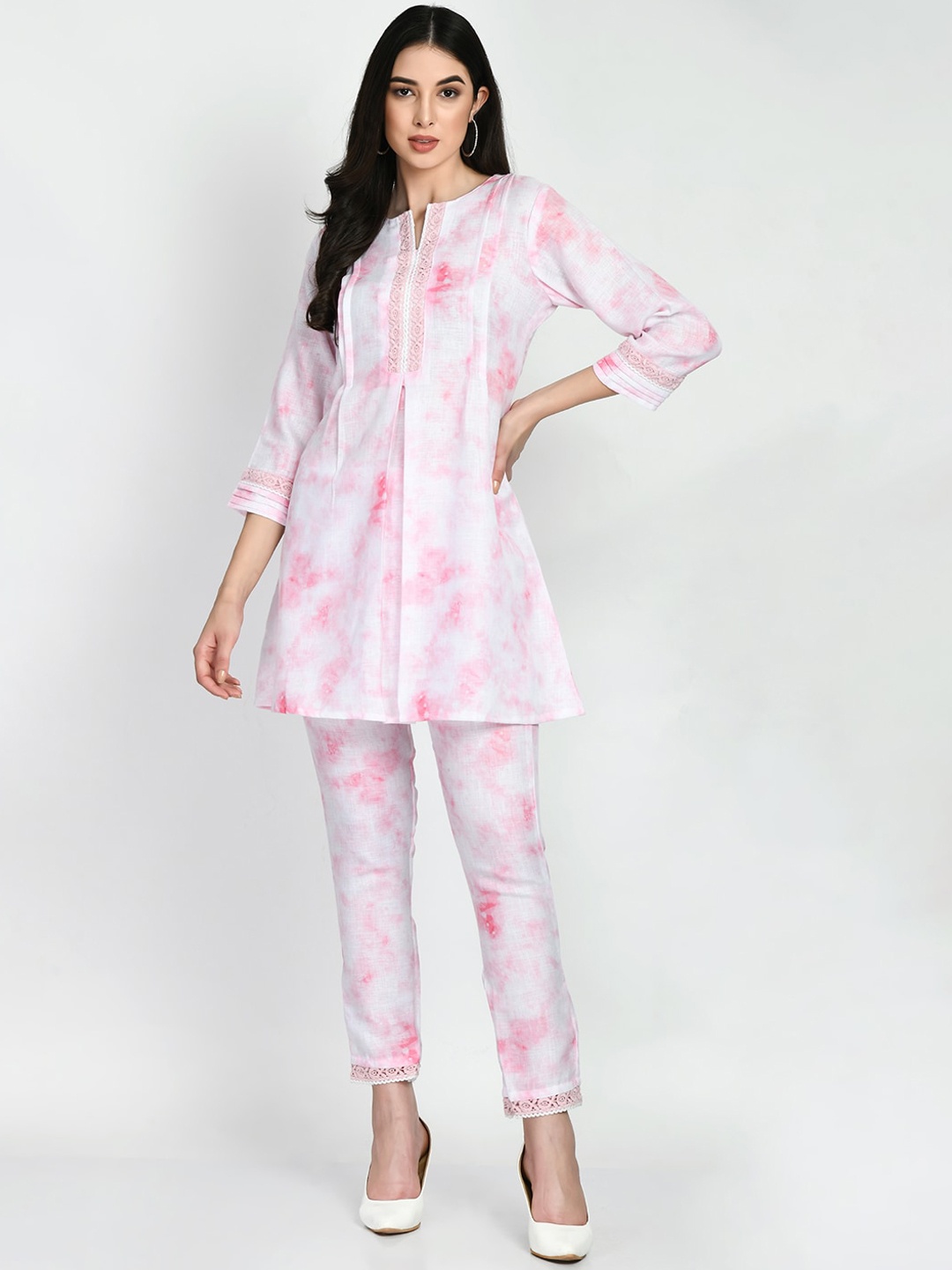 

TBOJ Tie-Dyed Printed Top & Trousers, Pink