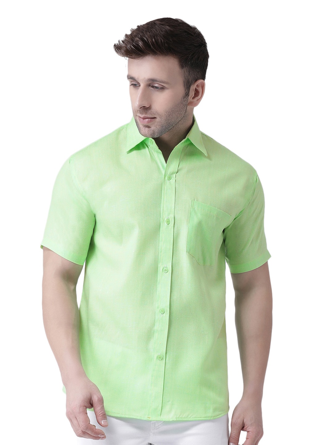 

RIAG Spread Collar Cotton Casual Shirt, Green