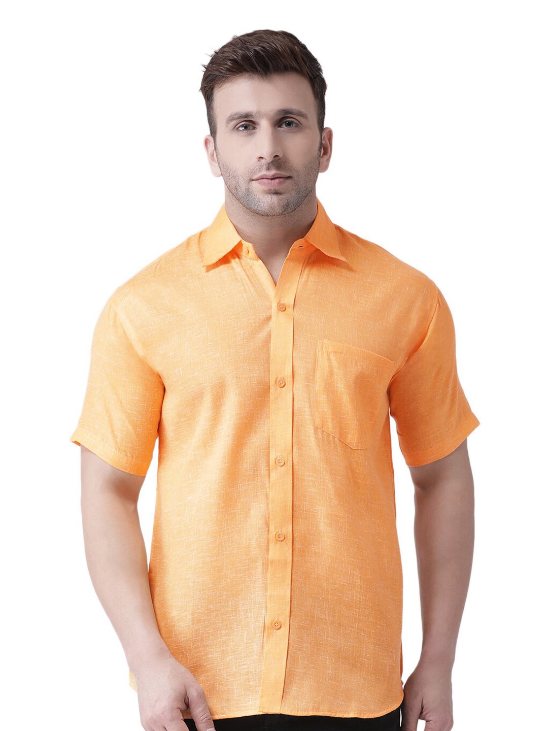 

RIAG Mandarin Collar Cotton Casual Shirt, Orange