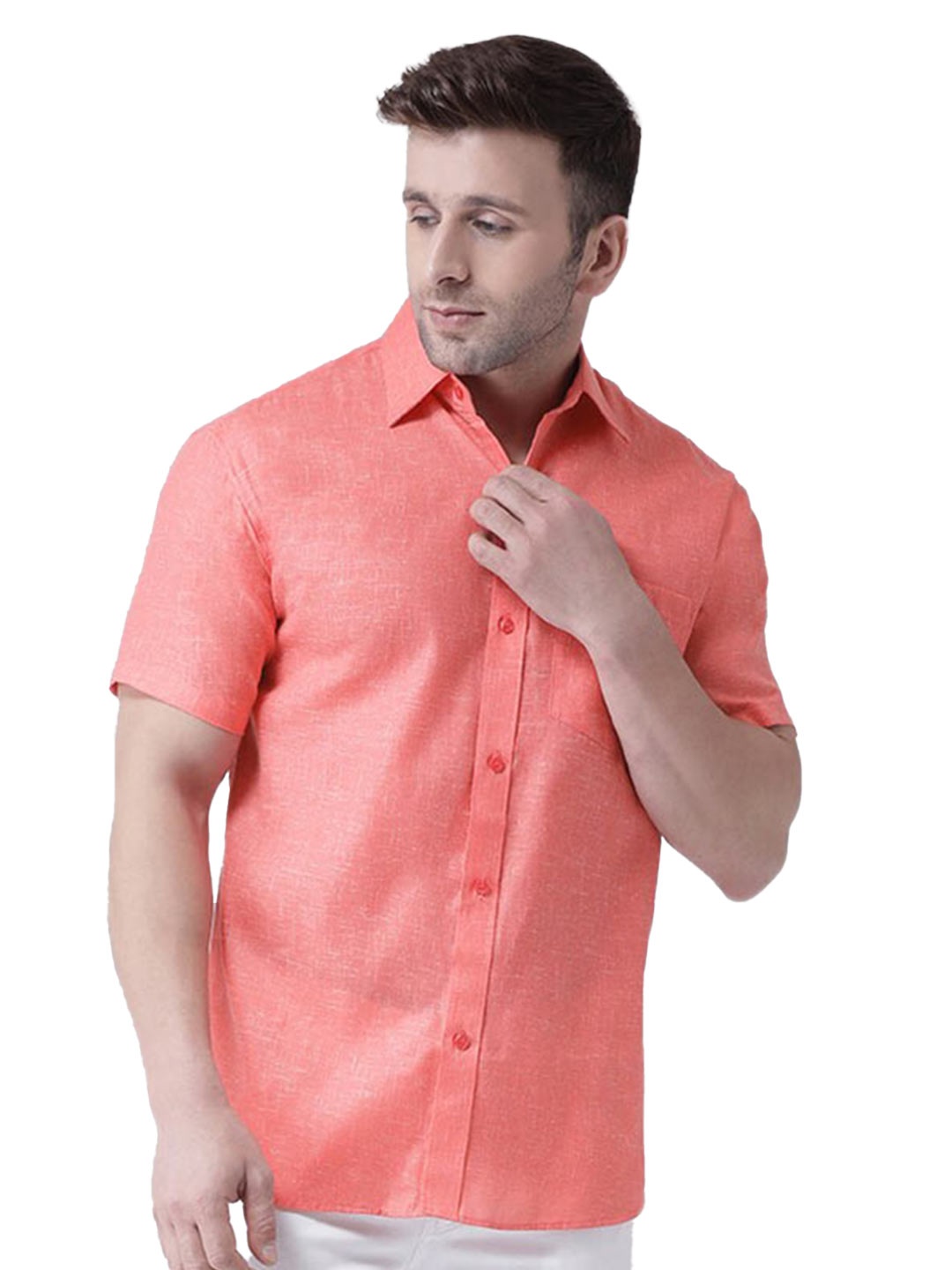 

RIAG Men Comfort Cotton Casual Shirt, Coral