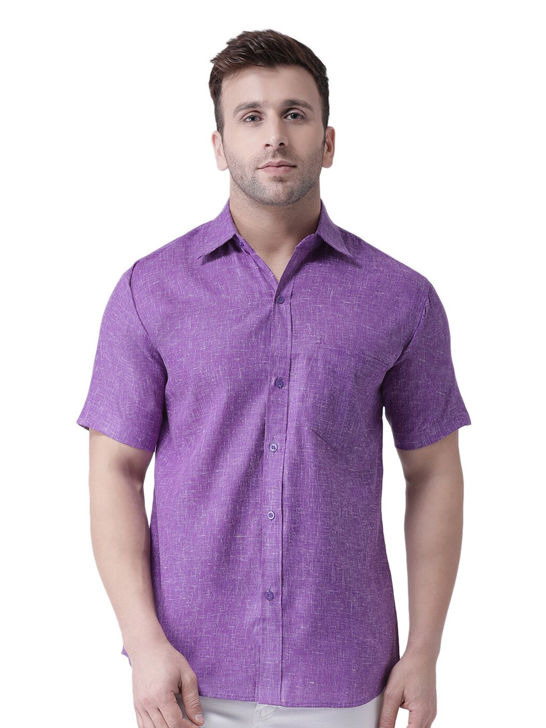 

RIAG Spread Collar Cotton Casual Shirt, Purple