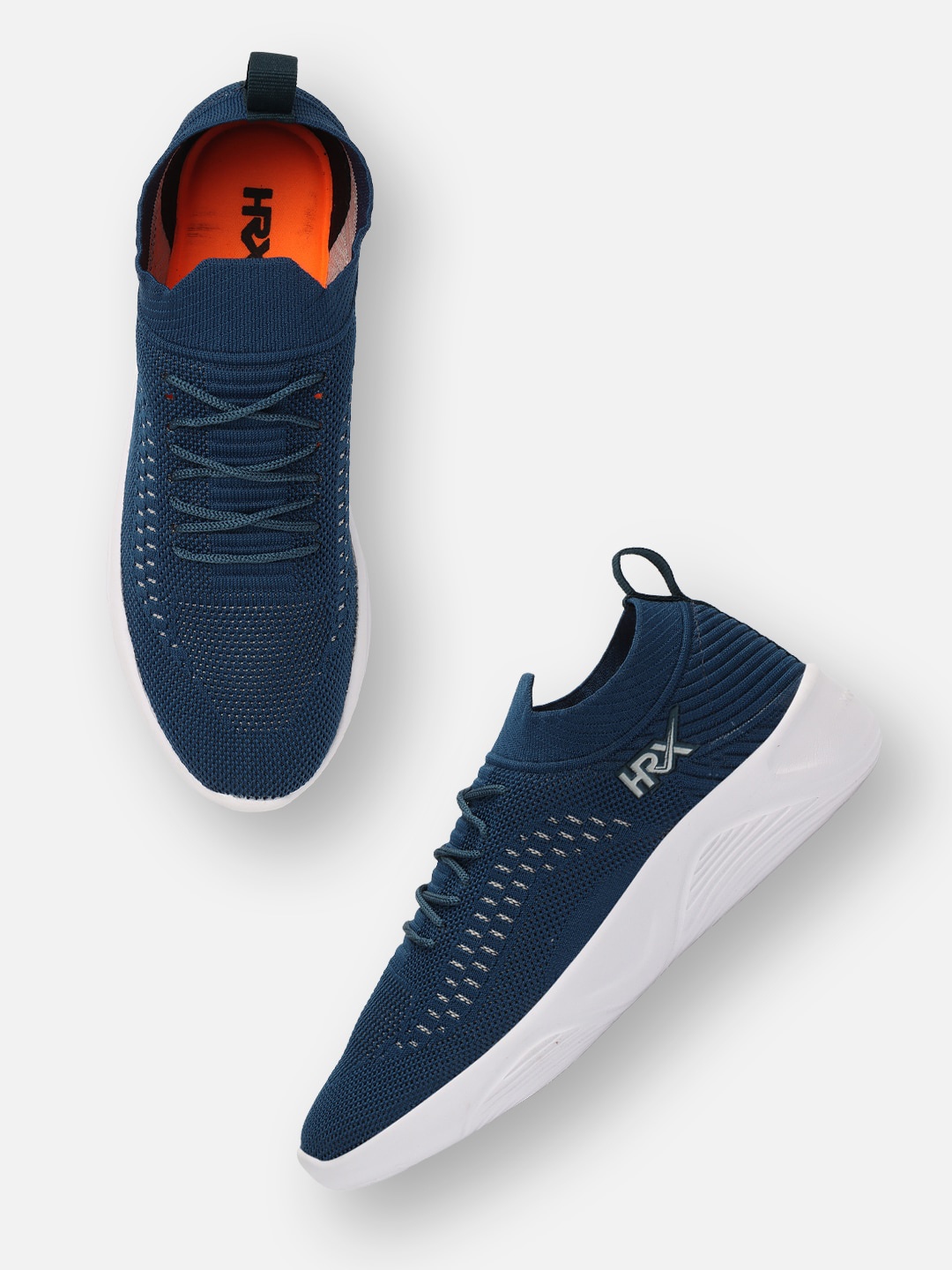 

HRX by Hrithik Roshan Men Teal Blue & White Textured Lightweight Comfort Insole Sneakers