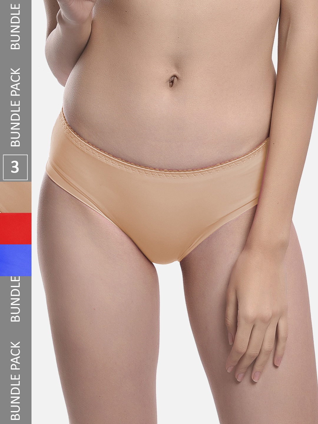 

StyFun Women Pack Of 3 Anti Microbial Stretchable Mid-Rise Hipster Briefs LS_Chinki_Panty, Beige